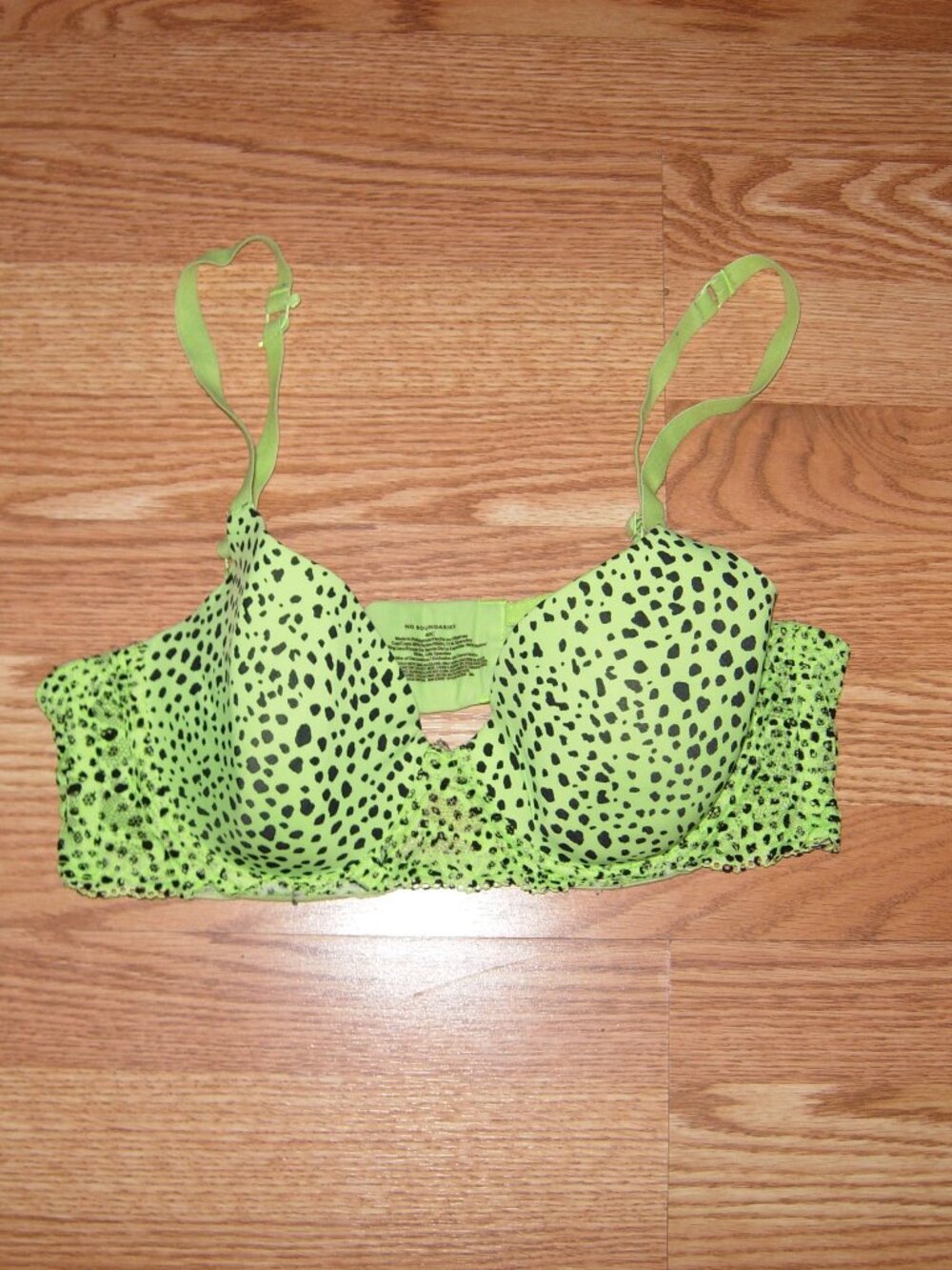 Neon Green Black Animal Print Bra 40C